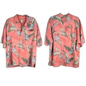 Jamaica Jaxx Mens Hawaiian Shirt 100% Silk Size XL Coral